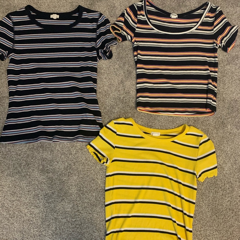 Three Garage Striped Baby Tee’s